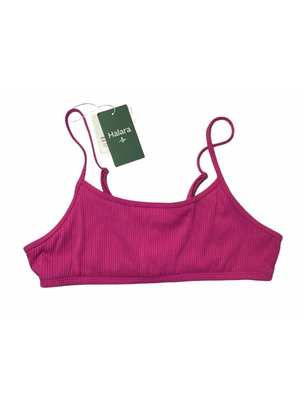 Halara Pink Ribbed Bikini Top M